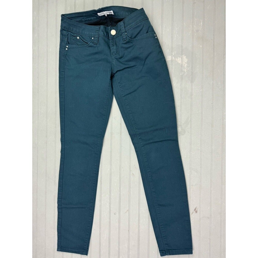 YMI Size 3 Womens Jeans Wanna Betta Butt Deep Blue Green Low Rise Skinny Stretch